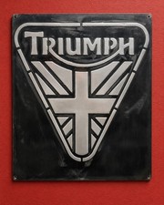 Triumph Vintage Steel Garage Sign 20x24 Handmade Aluminum Relief picture