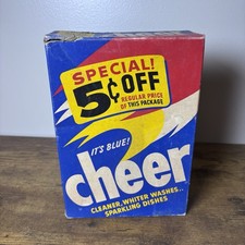 Vintage 1950s Cheer Laundry Detergent Empty Box Blue Magic P&G Advertising Empty picture