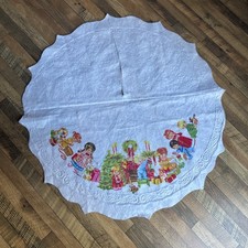 VTG Felt Christmas Tree Skirt 1980s Nostalgic Children Tree Fireplace Retro picture