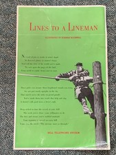 Original Poster 22” x 14” 1953 Norman Rockwell Lines To A Lineman,Bell Telephone picture