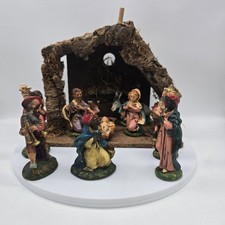VTG Made in Italy Christmas Nativity Scene 11 Piece Set with Manger Chalkware picture