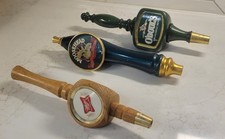 Vintage Lot of 3 Wood Beer Tap Handles-Miller, O'Dould's & Moosehead picture