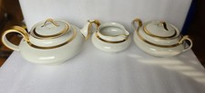 Vtg Haviland Limoges Wedding Ring Gold Band Teapot Creamer & Sugar Bowl Set MINT picture