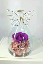 Anlunob Eternal Rose Angel Gifts Women Purple Preserved Real Flowers Open Box picture