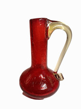 Vintage Cranberry Pilgrim Glass Crackle Bud Vase - 5
