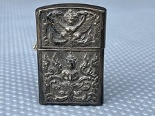 Vintage Siam Sterling Silver Cigarette Lighter Ornate Elephant Buddhist Thai picture