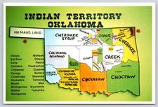 Indian Territory Oklahoma Map Nations & Regions Located Postcard UNP 4x6 picture