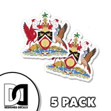 Trinidad and Tobago Coat of Arms Sticker Self Adhesive 3 inch flag Decals 5pk picture