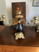 ANTIQUE FRENCH BRASS  CHURCH CANDELABRAS picture
