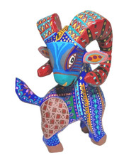 Signed Oaxacan Alebrije Mexican Hand Painted Ram Carving Animalitos Folk Art 4in picture