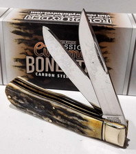 Rough Ryder Brown Cinnamon Stag Bone Carbon Jumbo Trapper Pocket Knife RR2431 picture