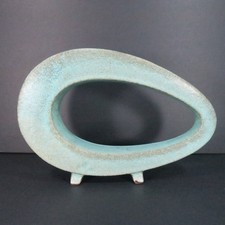 Toyo Japan Pottery Ikebana Vase Turquoise Mid-Century Vintage Sculptural Art picture