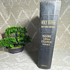 Holy Bible KJV Red Letter Masonic Edition Cyclopedic Indexed 1951 picture