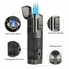 3 Jet Flame Cigar Lighter Honst Torch Lighter with Cigar Punch Windproof Triple picture