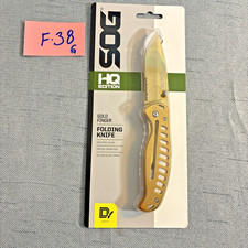 SOG Gold Finger Knife 💥 Rare HQ Edition 💥 EDC FOLDING KNIFE - Gold Color - NEW picture
