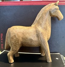Folk Art Rustic Carved Wood Horse Figurine 7 Inch picture