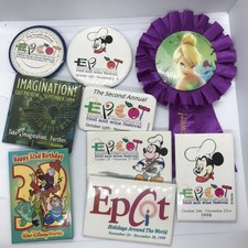 Vtg Lot 9 Disney Buttons Disney land World Cast Member Movie Birthday Pin Back picture