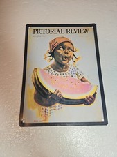 Vintage 1924 Pictorial Review Metal Sign 'Girl Eating Watermelon' picture