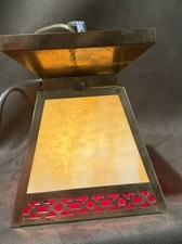 Antique Mission Arts & Crafts Carmel & Red Slag Glass Ceiling Light Fixture picture