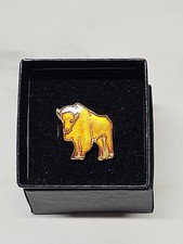 Vtg American Bison Buffalo Enamel Lapel Pin Bronze Brown Figural- No Box picture