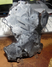 238 GM. CAMPO DEL CIELO ETCHED  METEORITE SLICE SLAB   STAND .2 LBS SILICATE JAL picture
