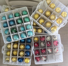 Large Lot 72 Vintage Shiny Brite Glass Christmas Ornaments Mixed Styles Holiday picture