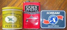 A Trio of Vintage Tin Display Canisters Peters,Schrade, Goex USA 1970-1990's picture