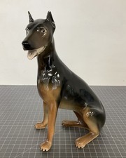 Vintage Ceramic Doberman Pinscher Hand Painted Dog Statue Figurine - Signed Geri picture