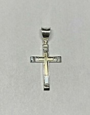 Sterling Silver & 14 Kt. Yellow Gold Cross Pendant (1.12