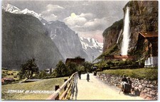 VINTAGE POSTCARD VILLAGE STREETS IN LAUTERBRUNNEN SWITZERLAND c. 1900s picture