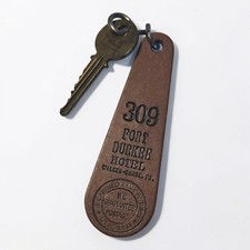 Vintage Fort Durkee Hotel Room Key Leather Fob Wilkes-Barre PA W.W. Wilcox Mfg picture