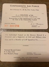 Confederate Air Force Colonel Commission Card(s) picture