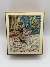 RARE 1978 Schmid Beatrix Potter Wood Music Box Tailor of Gloucester Rich Man NM picture