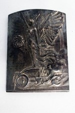 Vtg Heinrich Kautsch Silvered Bronze Automobile Winged Angel Wreath Art Nouveau picture