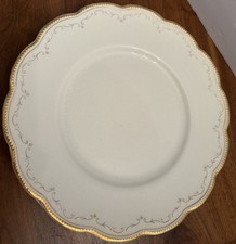 W H Grindley & Co England 520 Dinner Plates Set Of 8 Cream W Gold Scalloped Edge picture