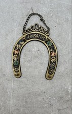 Vintage Brass Jerusalem Horseshoe Judaica Horoscope Decor Wall Hanging Keyholder picture