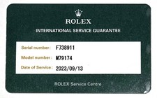 Rolex 79174 Datejust 2-Year Service Warranty Guarantee 2023 F Serial Cert picture