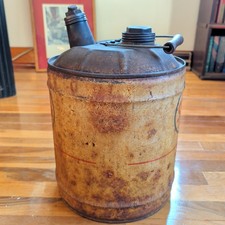 Vintage SOHIO 5 Gallon Motor Oil Can With Wooden Handle - Good  CONDITION picture