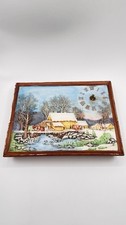 Vintage Byron Molds 1982/83 Hand Painted Winter Farm Scene Wall Clock Signed picture