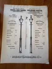 Antique 1876 Morris Tasker Co Flyer Ad Pascal Iron Works Gas Street Lamp Post picture