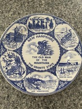 New Hampshire~The Granite State~Old Man of the Mountain~Souvenir Plate~Blue/Whit picture