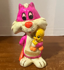 Vintage 60’s Sylvester & Tweety Ceramic Pencil Holder/Sharpener Looney Tunes 6” picture