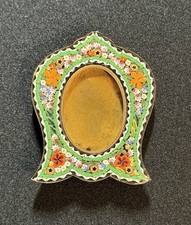 Antique Victorian Edwardian Micro-Mosaic Glass Flowers Miniature Picture Frame picture
