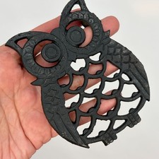 Vintage Cast Iron Owl Trivet picture