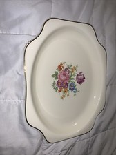 Pantry Bak-In Ware by Crooksville 240 Gold Trim Vintage Platter with Flowers picture