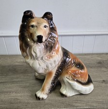 Vintage Life-Like Rough Collie Dog Figurine Large Statement Fireplace Decor picture
