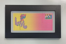 1968 Original Peter Max  Envelope Framed with 1974 Peter Max Postal Stamp picture