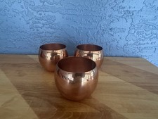 3 NOS Copper Cups By Coppercraft Guild Made In USA Roly Poly Style Stickers MCM picture