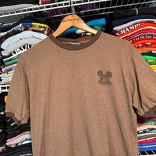 Vintage Disneyland brown Mickey Mouse 50th Anniversary ringer tee picture