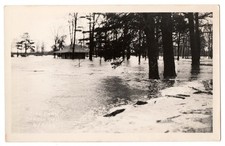 Vintage Barron Wisconsin City Park Flood RPPC Postcard 1934 Pavillion picture